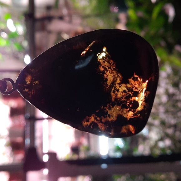 2 1/4" LARGE AMBER beautiful genuine Amber & Sterling necklace - Picture 1 of 4